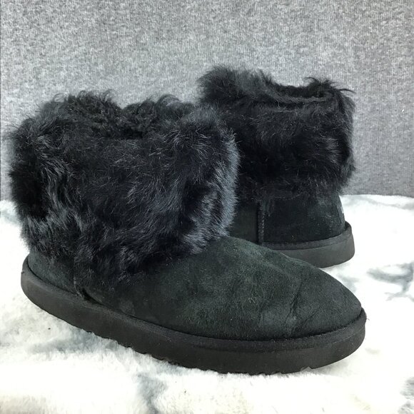 UGG Monster Ankle Hairy Women's Short Suede Boots Size 10 - Picture 1 of 12